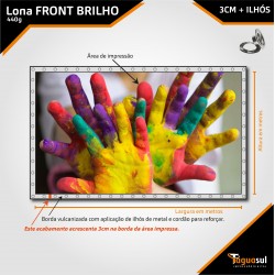 LONA FRONT 440G BRILHO | BORDA DE 3 CM COM ILHÓS | ESCOLHA O TAMANHO